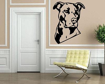 Wall Vinyl Sticker Decal Pitbull Dog Animal Pet Personal Guard Decor Unique Gift (m384)