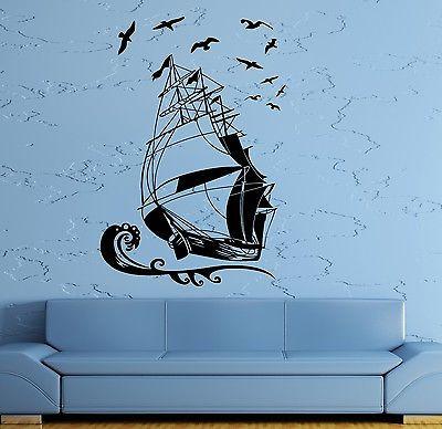 Wall Stickers Vinyl Decal Ship Yacht Marine Ocean Pirate Kids Room Unique Gift (ig960)