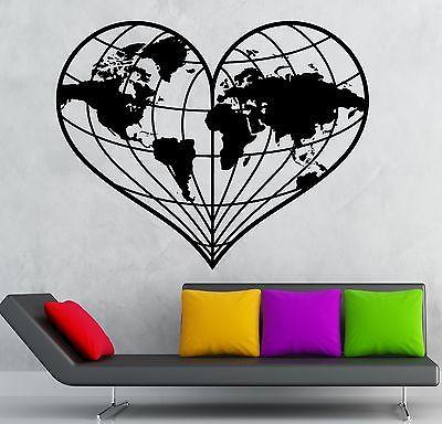 Wall Stickers World Atlas Earth Love Geography Peace Vinyl Decal Unique Gift (ig2379)