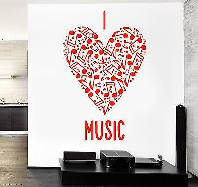 Wall Vinyl Music Heart With Notes Love Guaranteed Quality Decal Unique Gift (z3543)