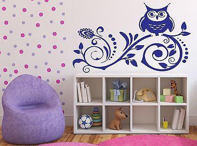 Wall Sticker Vinyl Decal Night Owl Sitting on a Branch Inhabitant Unique Gift (n154)