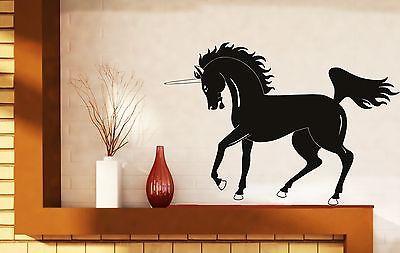 Wall Sticker Vinyl Decal Unicorn Beautiful Horse Mane Powerful Tail and Hooves Unique Gift (n145)