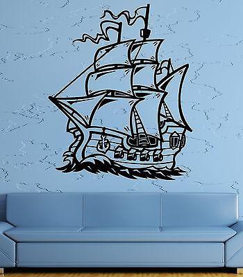 Wall Decal Ship Sailboat Sea Ocean Waves Frigate Helm Vinyl Stickers Unique Gift (ed194)