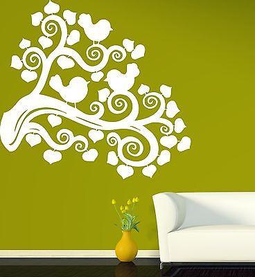 Wall Vinyl Sticker Decal Abstract Image Bird Branch Leaves Decor Unique Gift (n241)