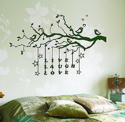 Wall Decal Tree Branch Live Laugh Love Vinyl Sticker Unique Gift (z3633)
