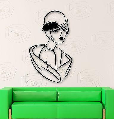 Wall Stickers Vinyl Decal Beautiful Girl in the Hat Retro Style Unique Gift (ig566)