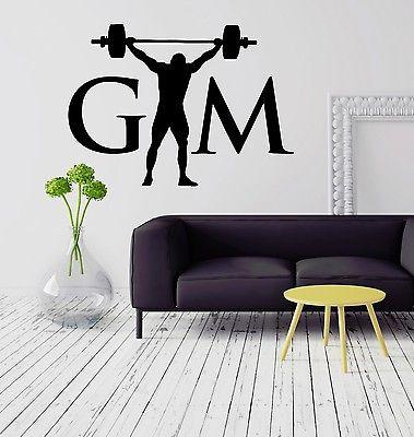 Gym Bodybuilding Barbell Sports Fitness Muscled Wall Sticker Vinyl Decal Unique Gift ig2070