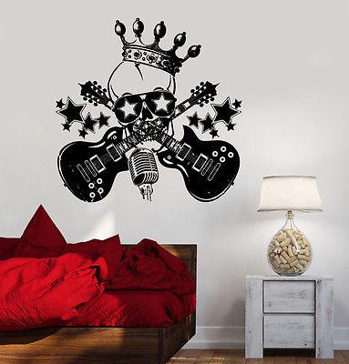 Wall Vinyl Music Rock Skull Guitar Guaranteed Quality Decal Unique Gift (z3501)