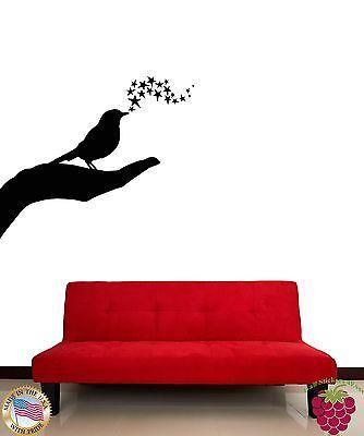 Wall Stickers Vinyl Decal Hand Palm Singing Bird Stars Romantic Unique Gift (z1808)