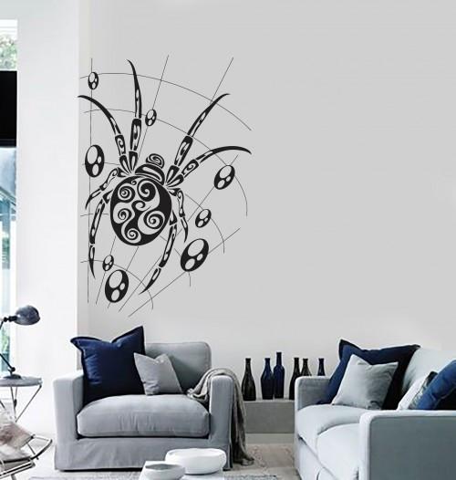 Wall Decal Spider Cobweb Web Tribal Art Mural Vinyl Stickers Unique Gift (ig2887)