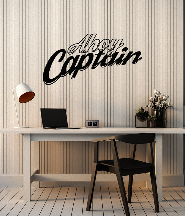Vinyl Wall Decal Lettering Ahoy Captain Words Nautical Art Stickers Mural (g3946)