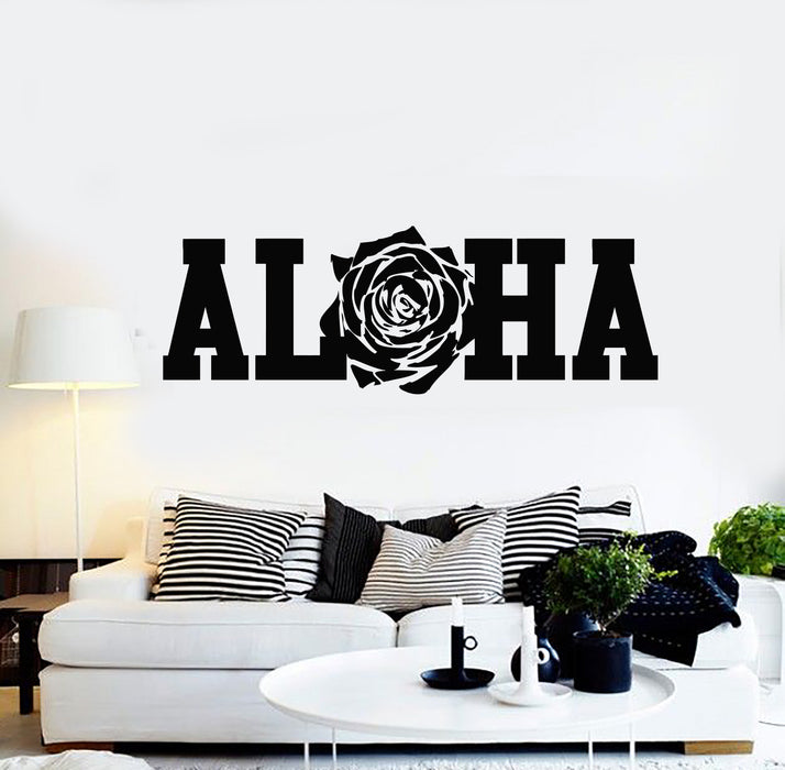 Vinyl Wall Decal Beach Surfer Aloha Hawaii Words Rose Stickers Mural (g287)