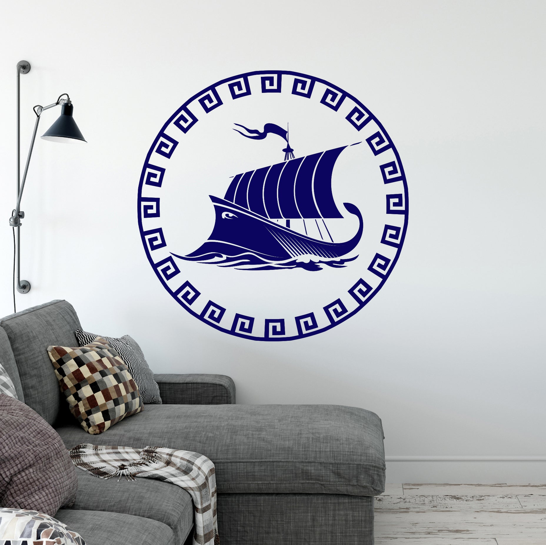 Vinyl Wall Decal Ancient Greek Ship Galley Greece Waves Sea History St ...