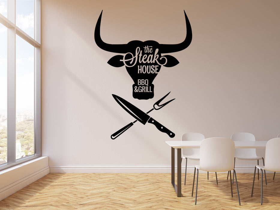 Vinyl Wall Decal BBQ Meat Special Grill Menu Steak House Beef Food Stickers Mural (g904)