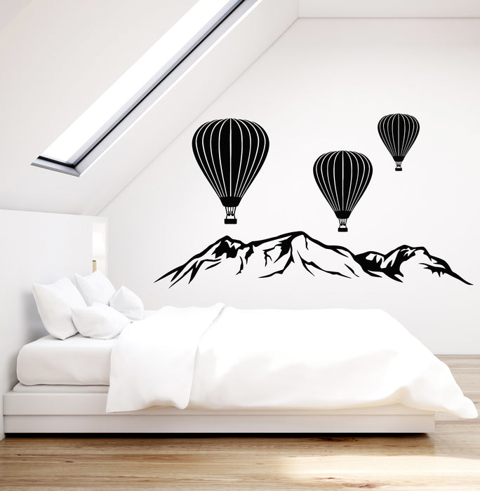 Vinyl Wall Decal Journey Air Balloon Romantic Travel Mountains Stickers Mural (g7856)