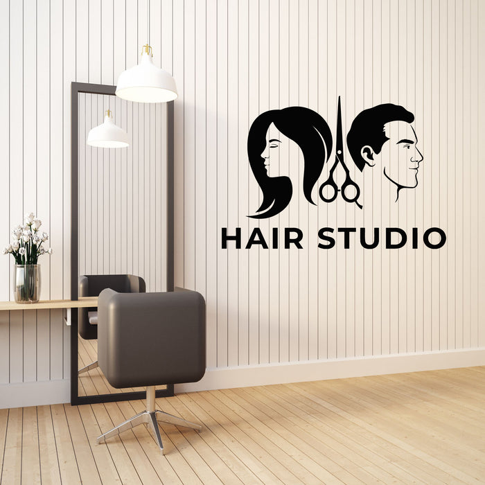 Vinyl Wall Decal Beauty Hair Salon Barbershop Scissors Fashion Stickers Mural (g8403)