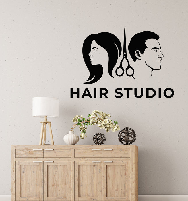 Vinyl Wall Decal Beauty Hair Salon Barbershop Scissors Fashion Stickers Mural (g8403)