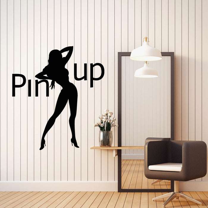 Виниловые наклейки на стену силуэт сексуальная танцующая девушка в стиле пин-ап декор наклейки фреска (g8036)