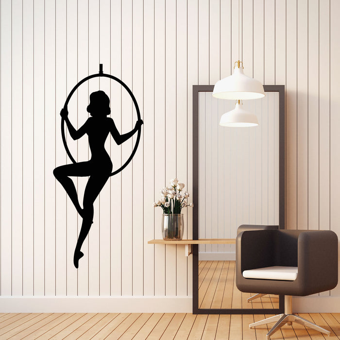 Vinyl Wall Decal Silhouette Circus Gymnastic Woman Trapeze Sitting Stickers Mural (g8315)