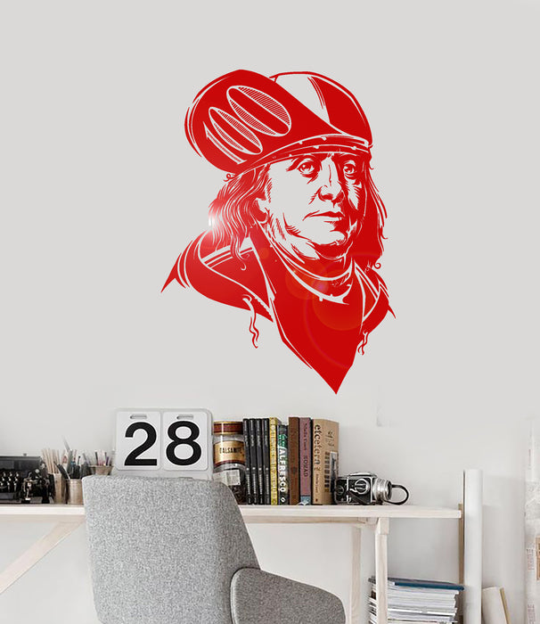 Vinyl Wall Decal Benjamin Franklin Modern Art Money Dollars Stickers Unique Gift (ig4578)