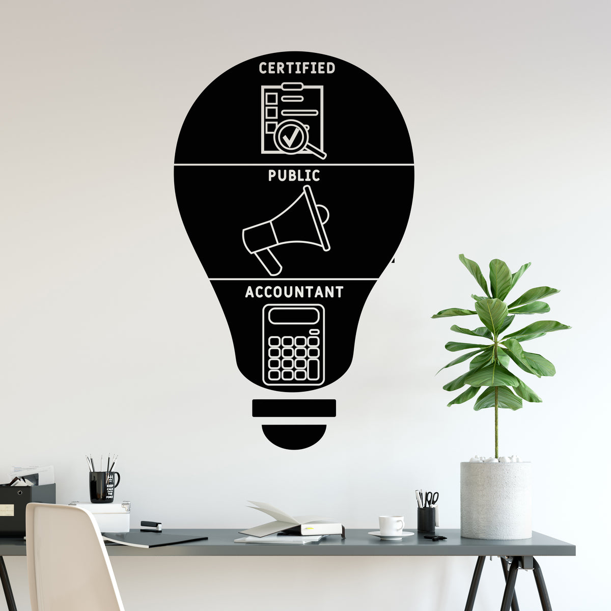 Accountant/controller Sticker Vinyl Wall Decal Certified Public Accountant Lightbulb Office Decor Id ...