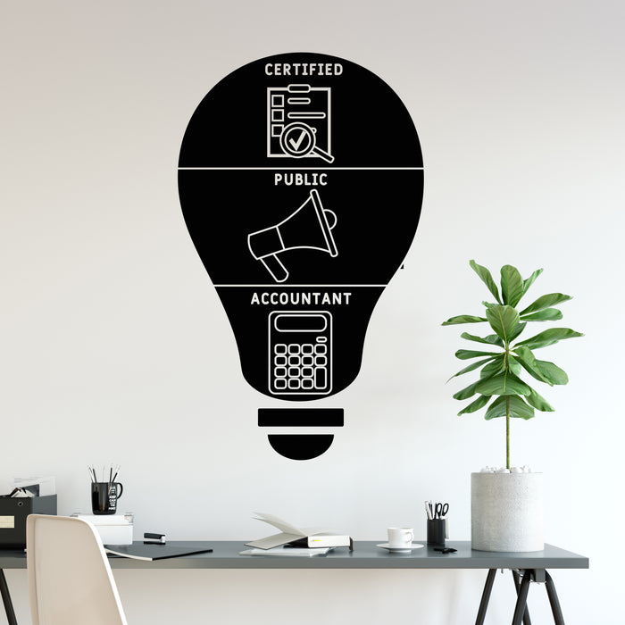 Vinyl Wall Decal Certified Public Accountant Lightbulb Office Decor Idea Stickers Mural (ig6498)