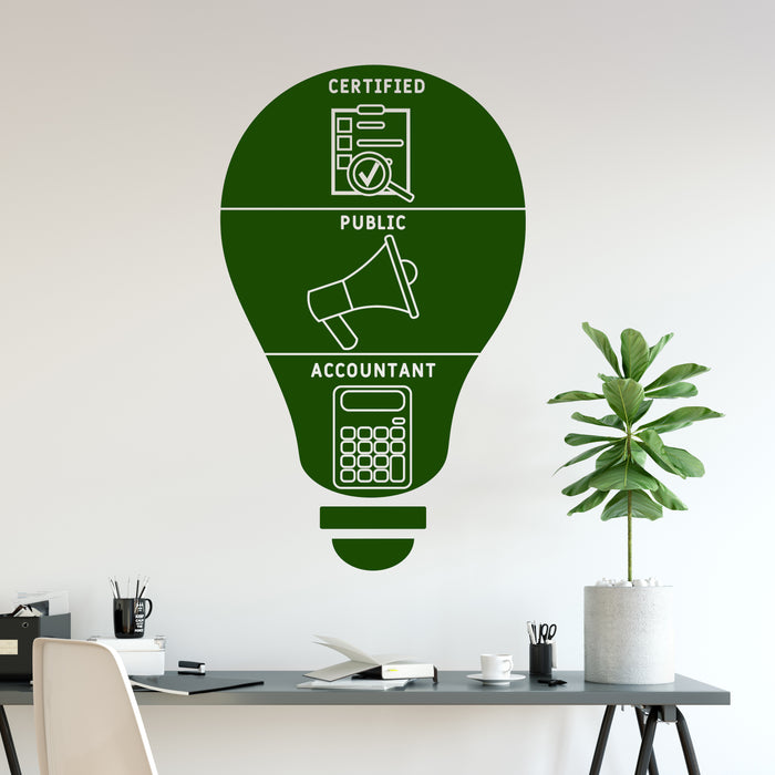 Vinyl Wall Decal Certified Public Accountant Lightbulb Office Decor Idea Stickers Mural (ig6498)