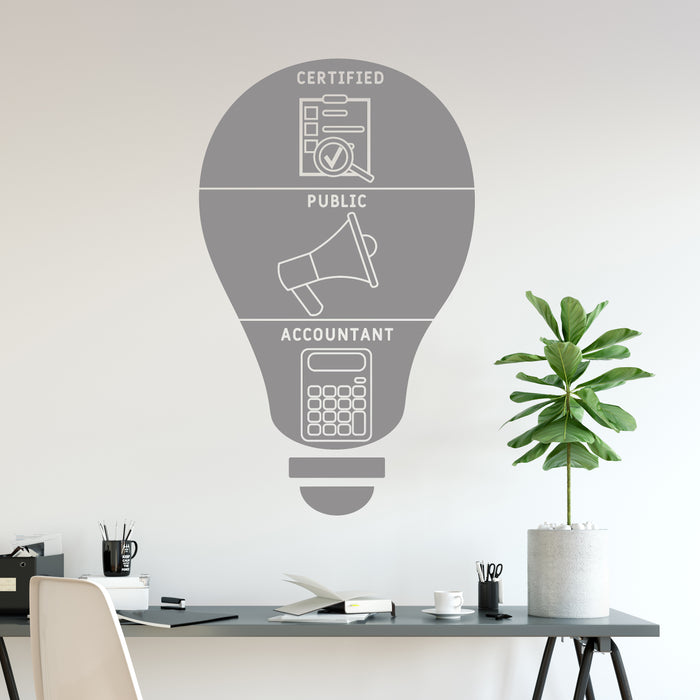 Vinyl Wall Decal Certified Public Accountant Lightbulb Office Decor Idea Stickers Mural (ig6498)