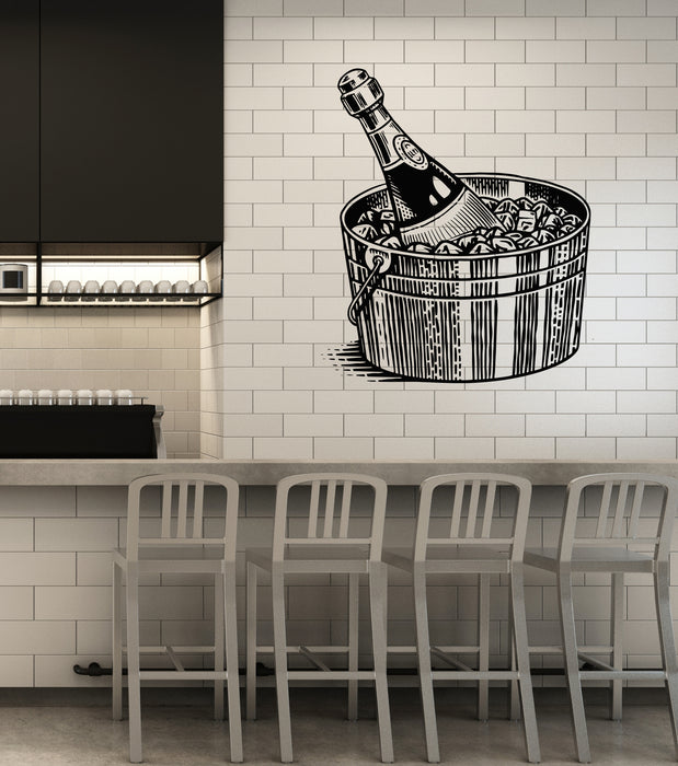 Vinyl Wall Decal Champagne Ice Bucket Alcohol Bar Restaurant Stickers Mural (ig6355)