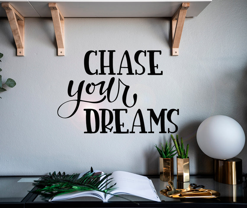 Vinyl Wall Decal Inspiring Words Chase Your Dreams Phrase Stickers Mural 22.5 in x 15.5 in gz043