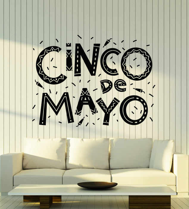 Vinyl Wall Decal Lettering Cinco de Mayo Mexico Symbol Stickers Mural (g5480)