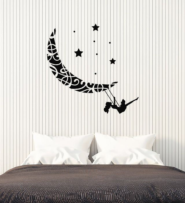 Vinyl Wall Decal Crescent Stars Girl Room Bedroom Romantic Stickers Mural (g1975)