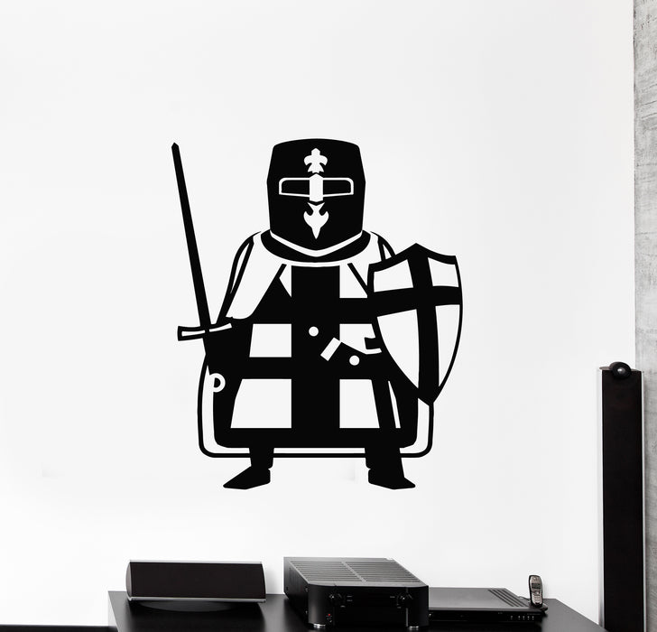 Vinyl Wall Decal Crusader Warrior Knight Sword Shield Boy's Room Stickers Mural (g1132)