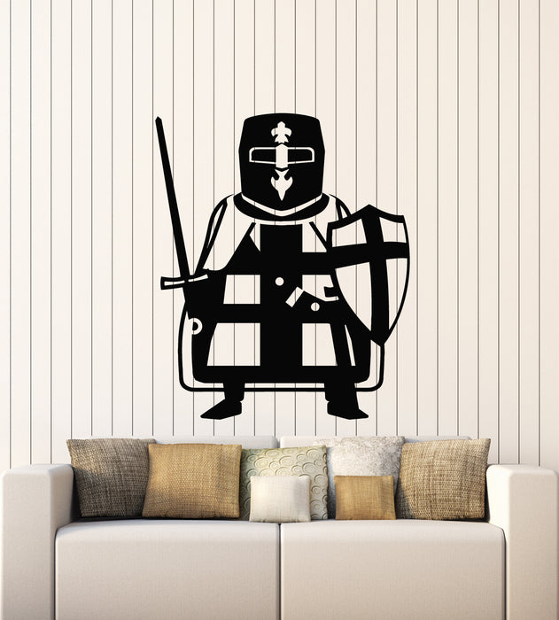 Vinyl Wall Decal Crusader Warrior Knight Sword Shield Boy's Room Stickers Mural (g1132)