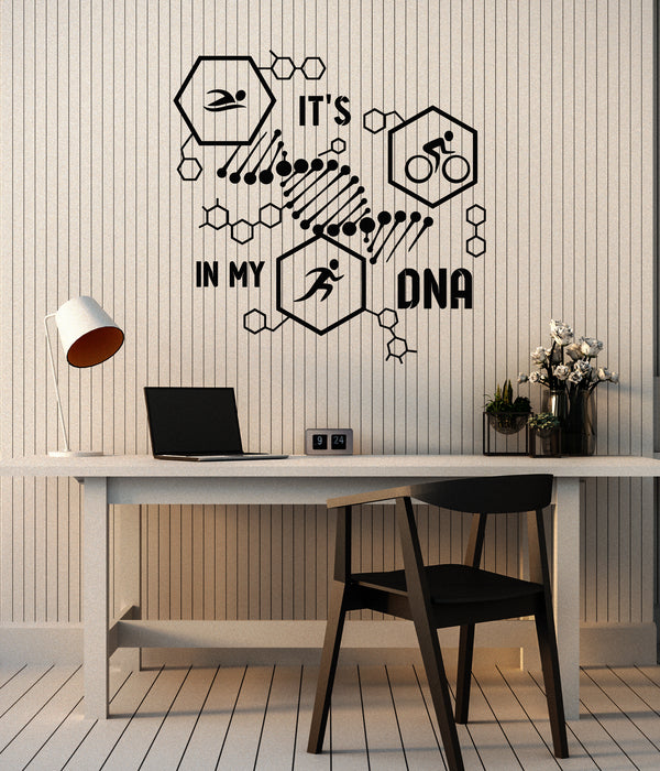Vinyl Wall Decal It's My DNA Triathlon Running Swimming Cycling Sport Stickers Mural (g6660)