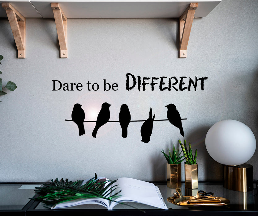 Vinyl Wall Decal Words Dare To Be Different Motivation Phrase Stickers Mural 28.5 in x 13 in gz058