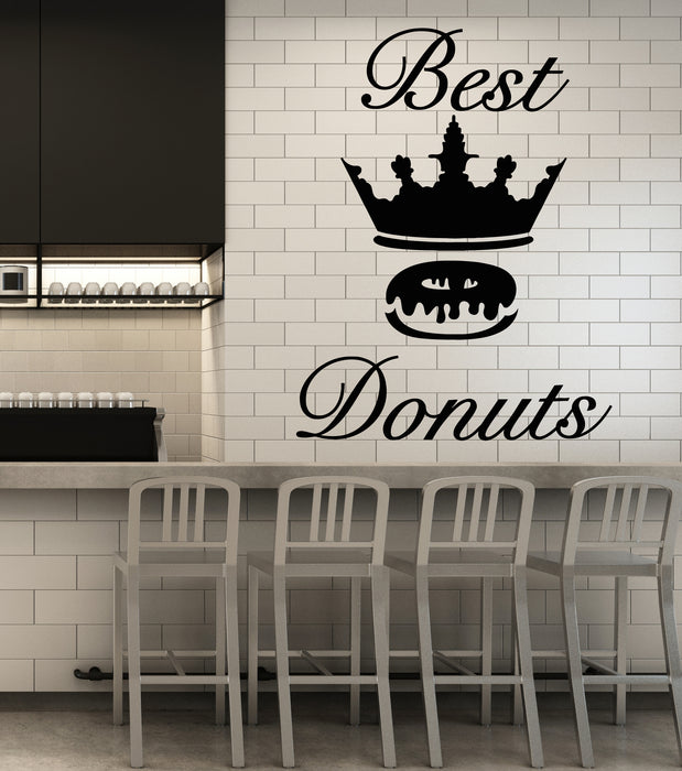 Vinyl Wall Decal Food Cafe Bakery Best Donuts Crown Stickers Mural (g5182)