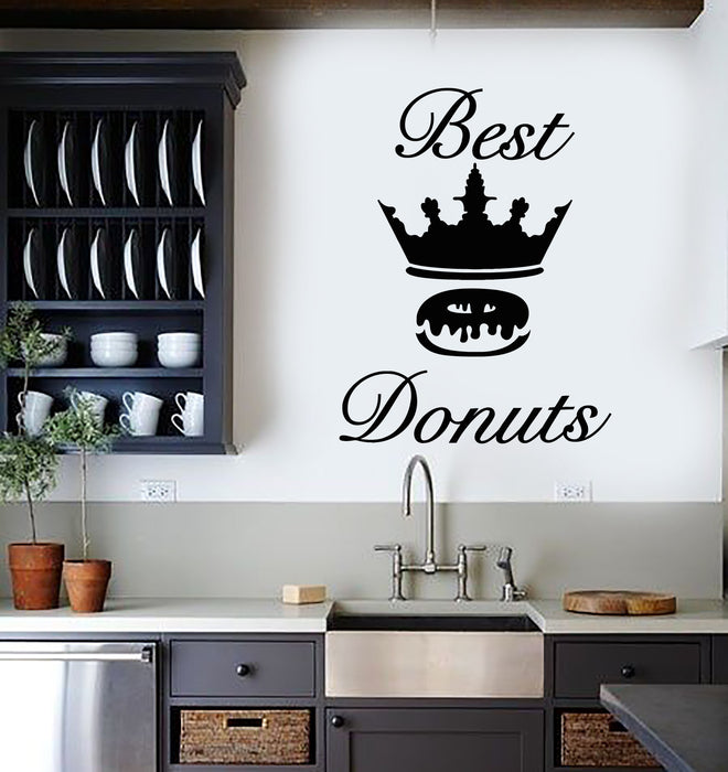 Vinyl Wall Decal Food Cafe Bakery Best Donuts Crown Stickers Mural (g5182)