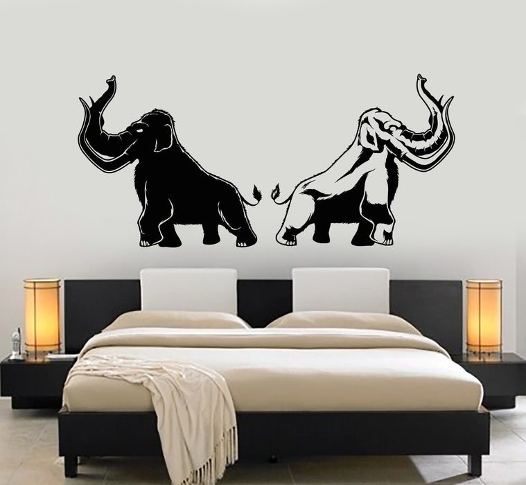 Vinyl Wall Decal Elephant Tusks Mammoth Couple Animals Predator Stickers Mural (g7405)