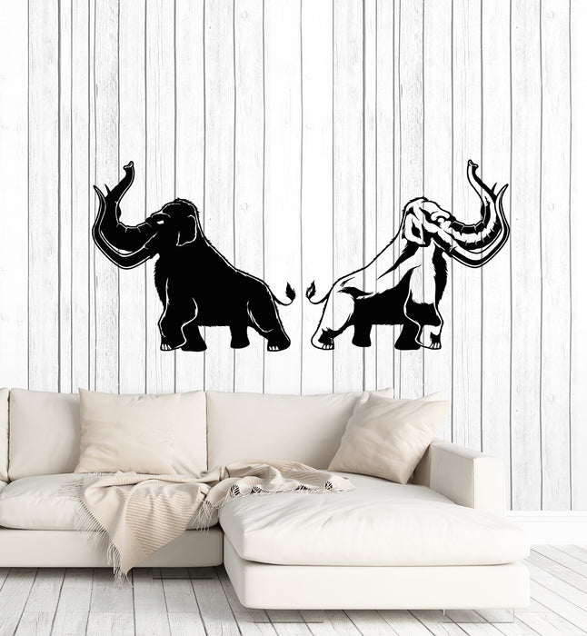 Vinyl Wall Decal Elephant Tusks Mammoth Couple Animals Predator Stickers Mural (g7405)