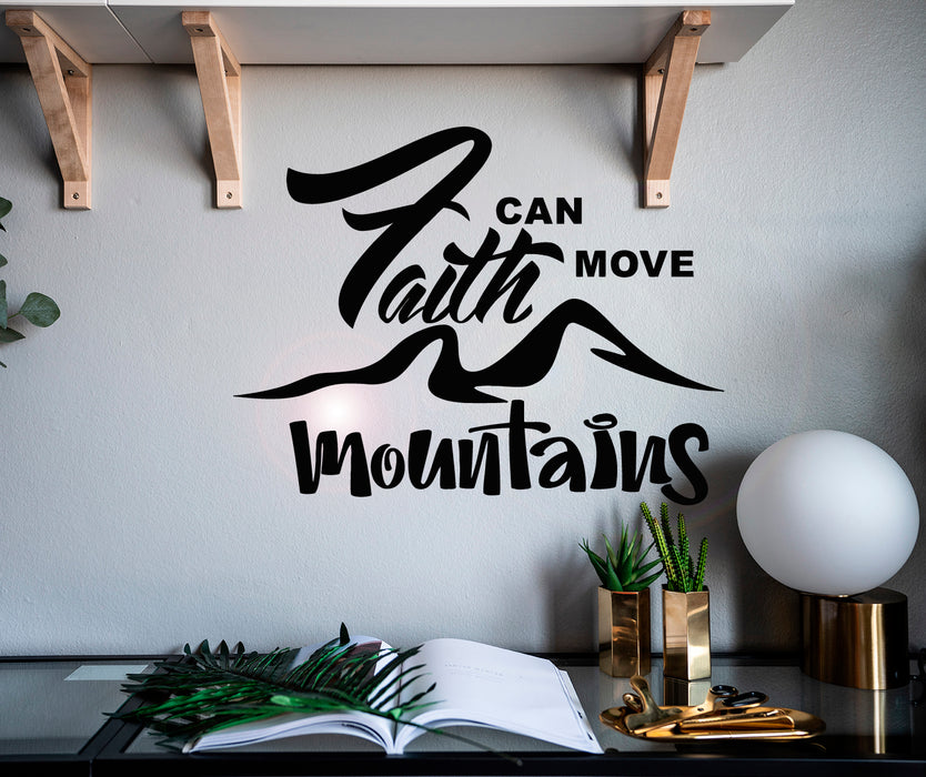 Vinyl Wall Decal Letter Inspiring Quote Faith Can Move Mountains Stickers Mural 22.5 in x 17.5 in gz068