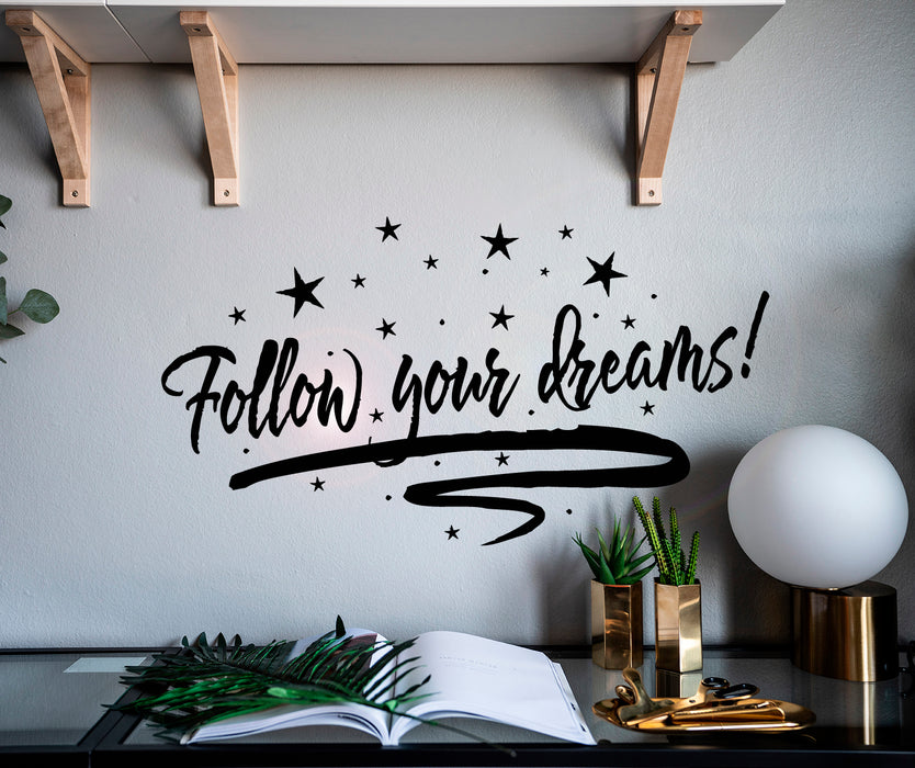 Vinyl Wall Decal Motivation Quote Follow Your Dreams Words Stickers Mural 28.5 in x 15.5 in gz066