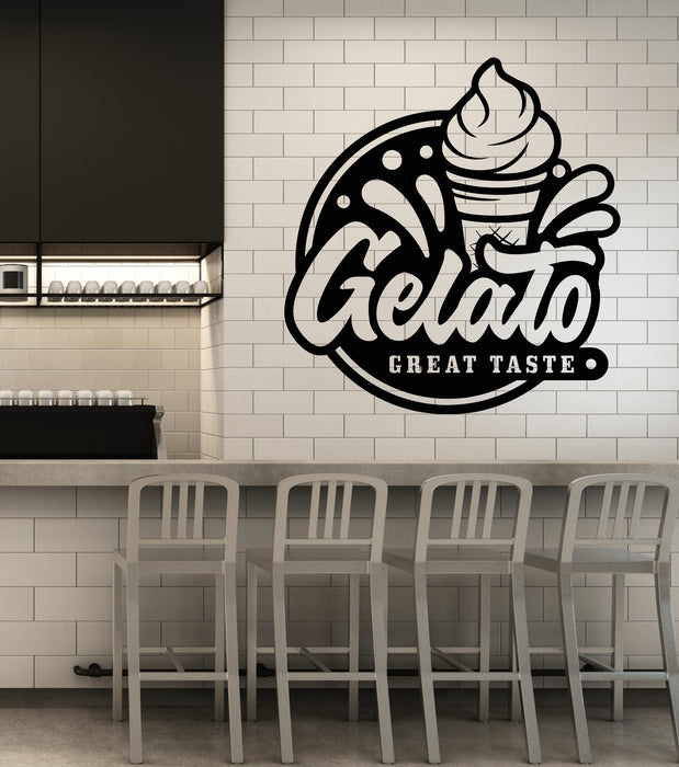 Vinyl Wall Decal Gelato Great Taste Ice Cream Sweet Cafe Stickers Mural (g6232)