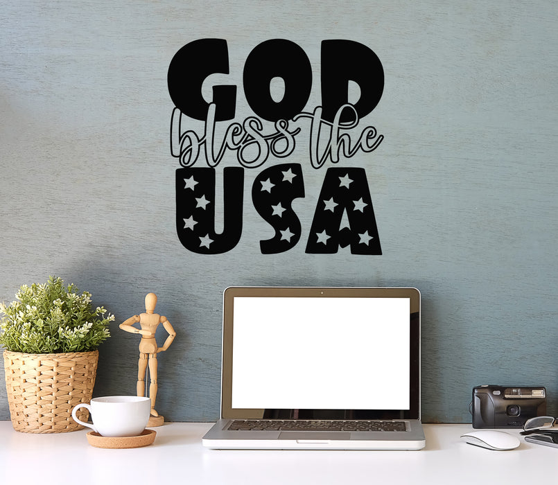 Vinyl Wall Decal God Bless You USA Patriotic Quote Words Stickers Mural (g7632)