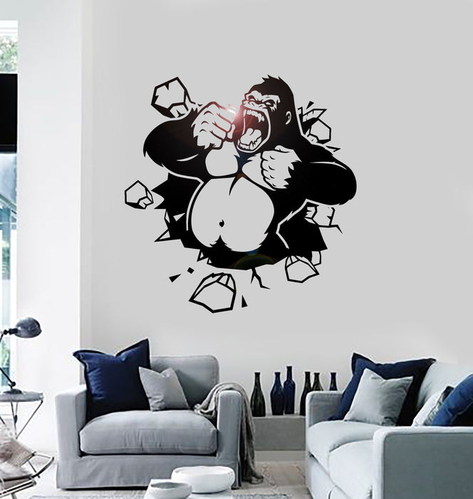 Wall Vinyl Sticker Decal Crack Monkey Kids Funny Animal Decor Decor Unique Gift (ig2042)