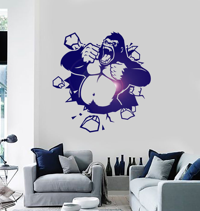 Wall Vinyl Sticker Decal Crack Monkey Kids Funny Animal Decor Decor Unique Gift (ig2042)