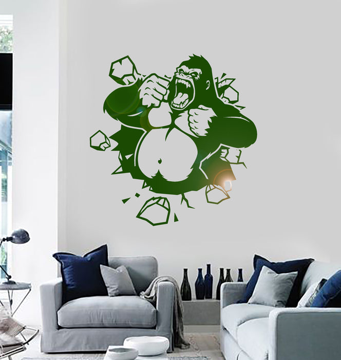 Wall Vinyl Sticker Decal Crack Monkey Kids Funny Animal Decor Decor Unique Gift (ig2042)