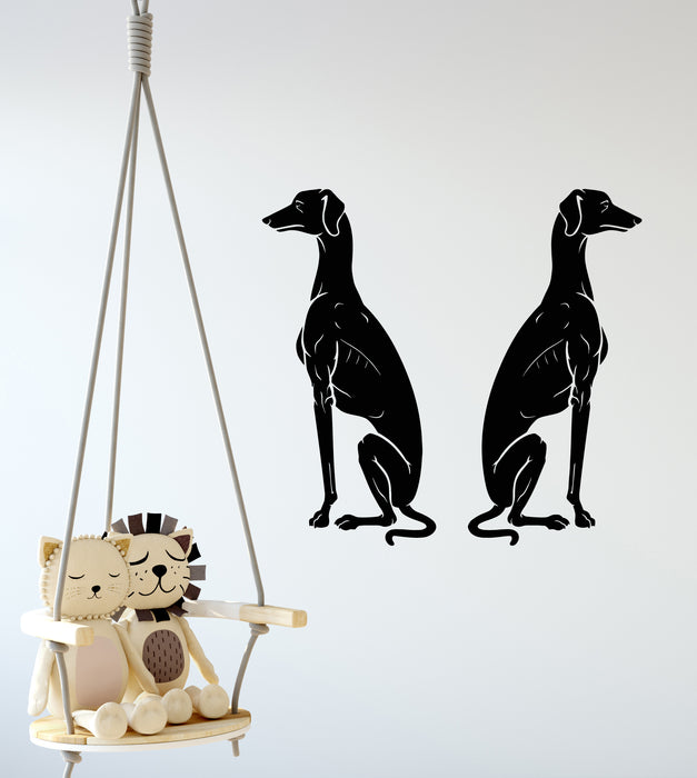 Vinyl Wall Decal Greyhound Dogs Sitting Home Animals Pets Stickers Mural (g6575)