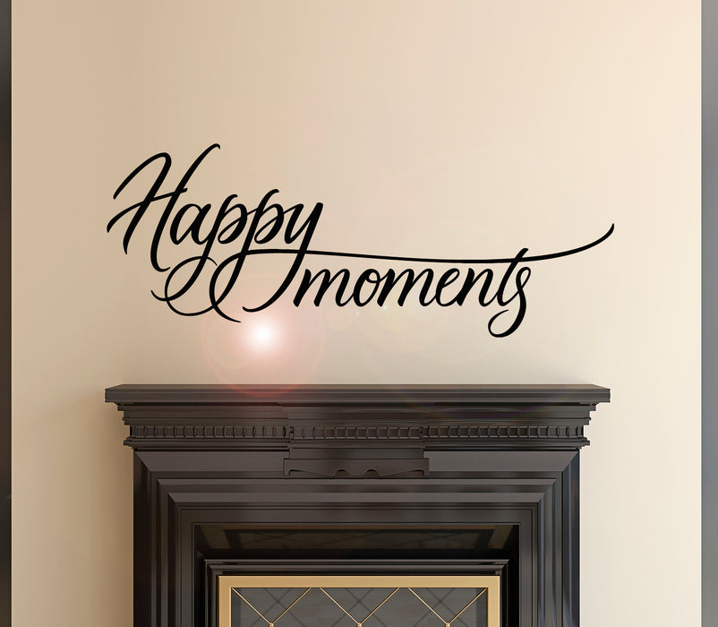 Vinyl Wall Decal Phrase Happy Moments Home Decor Stickers Mural 28.5 in x 11 in gz040
