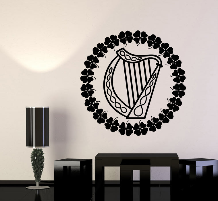 Vinyl Wall Decal Celtic Music Ireland Culture Harp Instrument Stickers Mural (g7021)